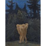 Walther Gasch, "Hymne an die Nacht"drei nackte junge Frauen auf einer Waldwiese unterm