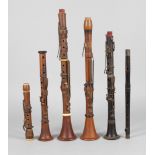 Konvolut Holzblasinstrumentein fragmentarischer Erhaltung, 19. Jh., Klarinetten und Querflöte mit