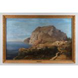 Maria von Keudell, Griechische Küstenlandschaftkarge Felseninsel mit Agaven und schwatzendem Paar