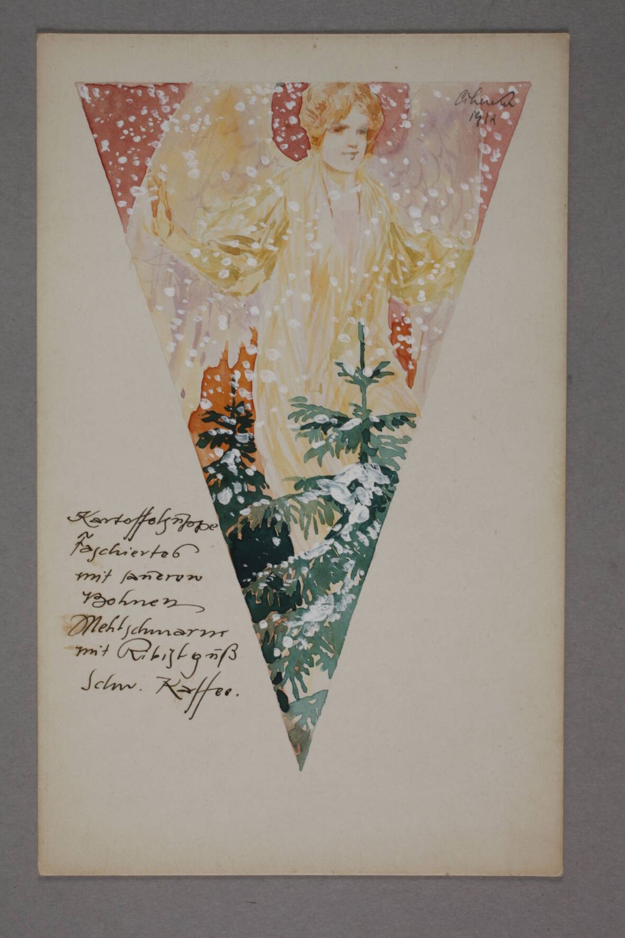Oldřich Cihelka, Sammlung gemalte Menükarten106 mit Deckfarben und Aquarell gemalte Menükarten und - Image 5 of 8