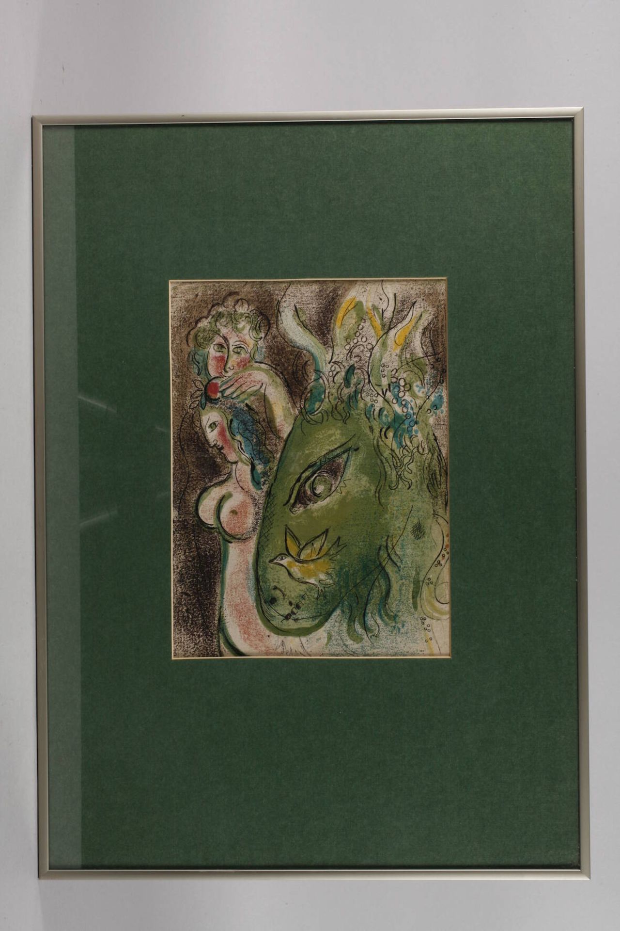 Marc Chagall, "Paradies mit grünem Esel"träumerische Komposition aus Eselskopf in Grün und zweier - Bild 2 aus 3