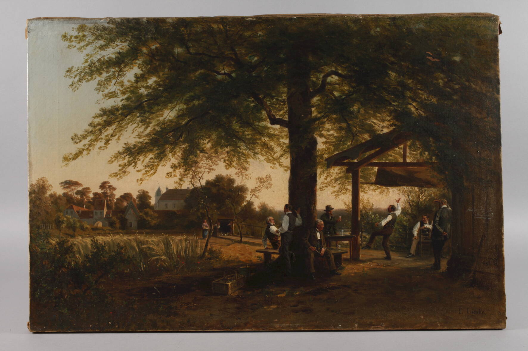 Ludwig Lincke, Kegelvergnügenländliche, spätsommerliche Idylle vorm Gutshof, mit vergnügt - Image 2 of 10