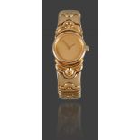 Bulgari Damenarmbanduhr in Goldneuzeitlich, Gelbgold gestempelt 750, rundes Gehäuse von D 20 mm,