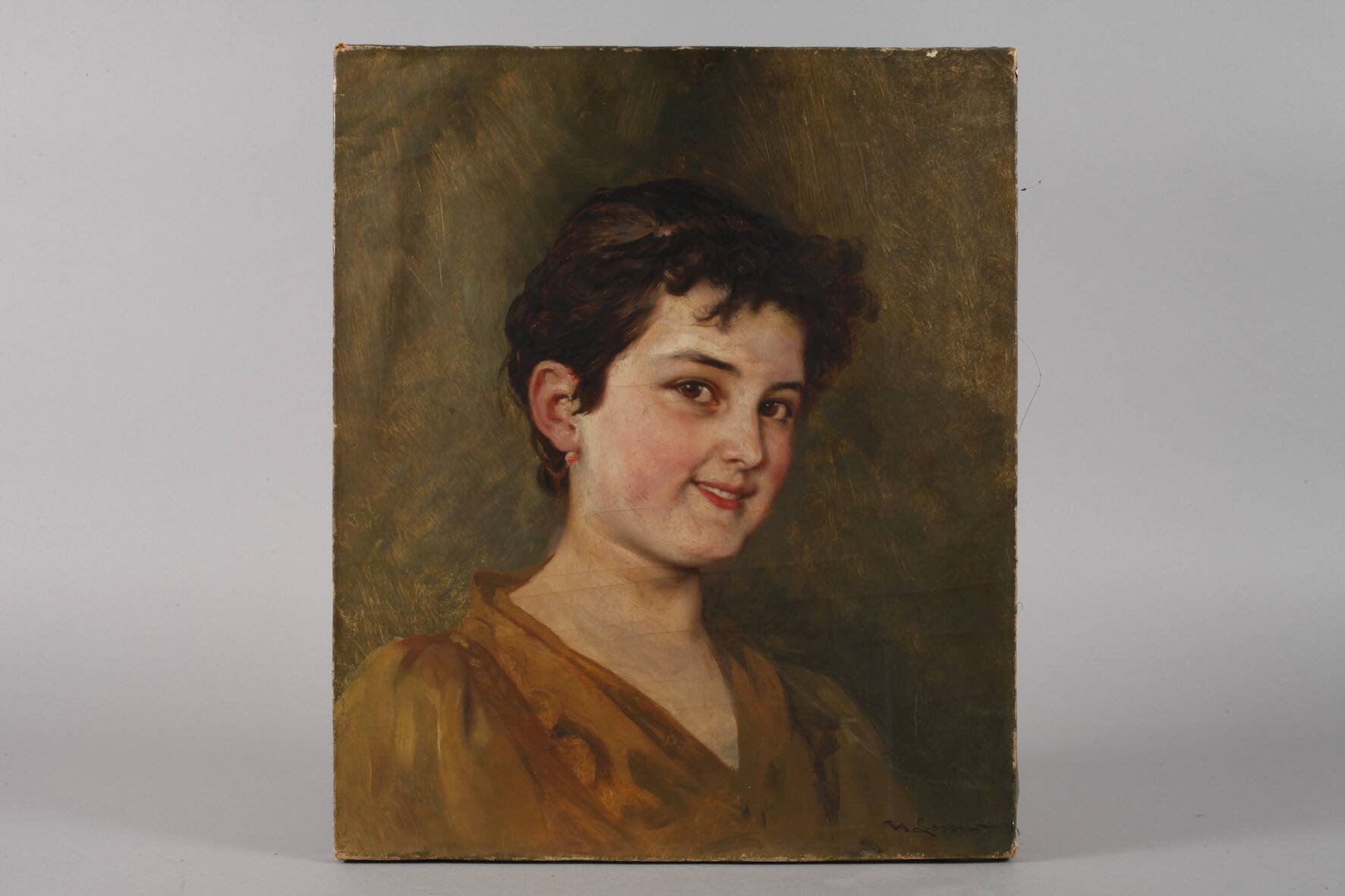 Heinrich Lossow, Bildnis einer jungen FrauPortrait einer freundlich den Betrachter anlächelnden - Image 2 of 4