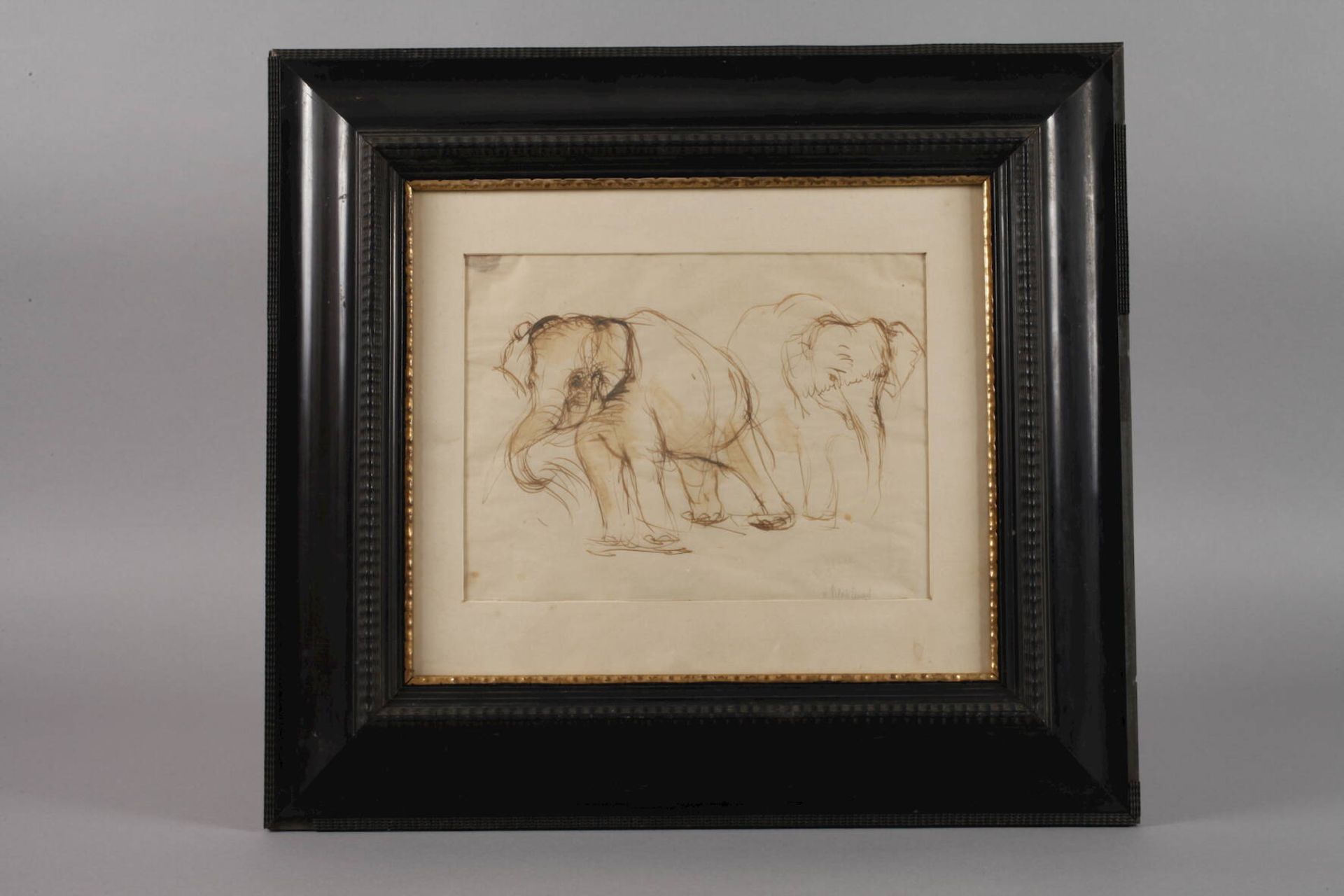 Adelaid von Block-Quast, Tierstudie mit ElefantenDarstellung zweier gehender Elefanten, mit lockerem - Image 2 of 5
