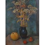 Rolf Krause, HerbststilllebenArrangement aus getrockneten Pflanzen in einer Vase und verschiedenen