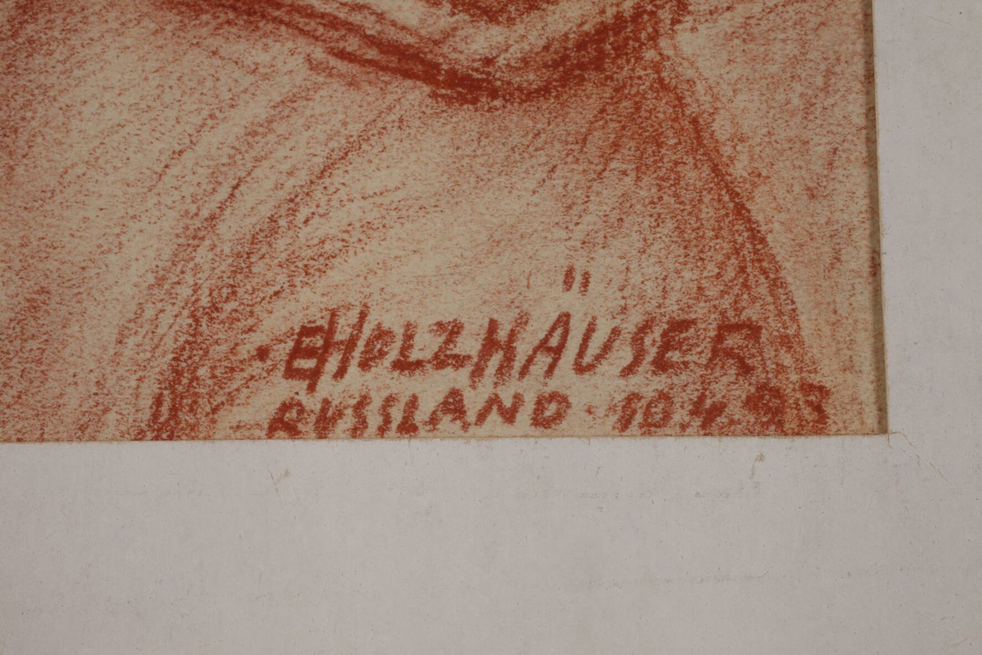 Ernst Holzhäuser, "Nachrichtenstaffelführer Trauf"Portrait eines Soldaten vor flacher Landschaft, - Image 3 of 4