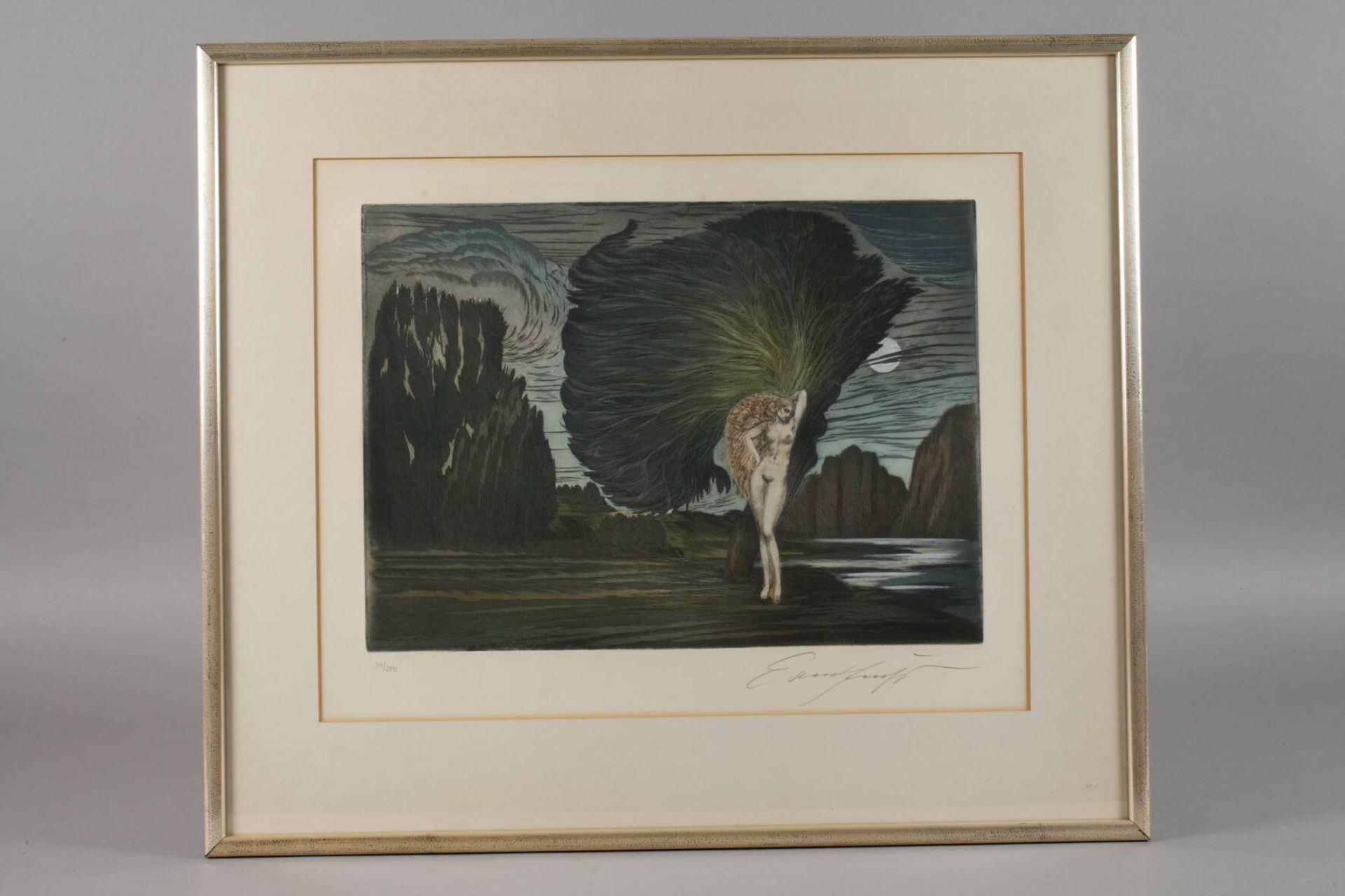 Prof. Ernst Fuchs, "Baum der Aphrodite"die Göttin der Liebe und der Schönheit, vor einem Baum in - Image 2 of 3