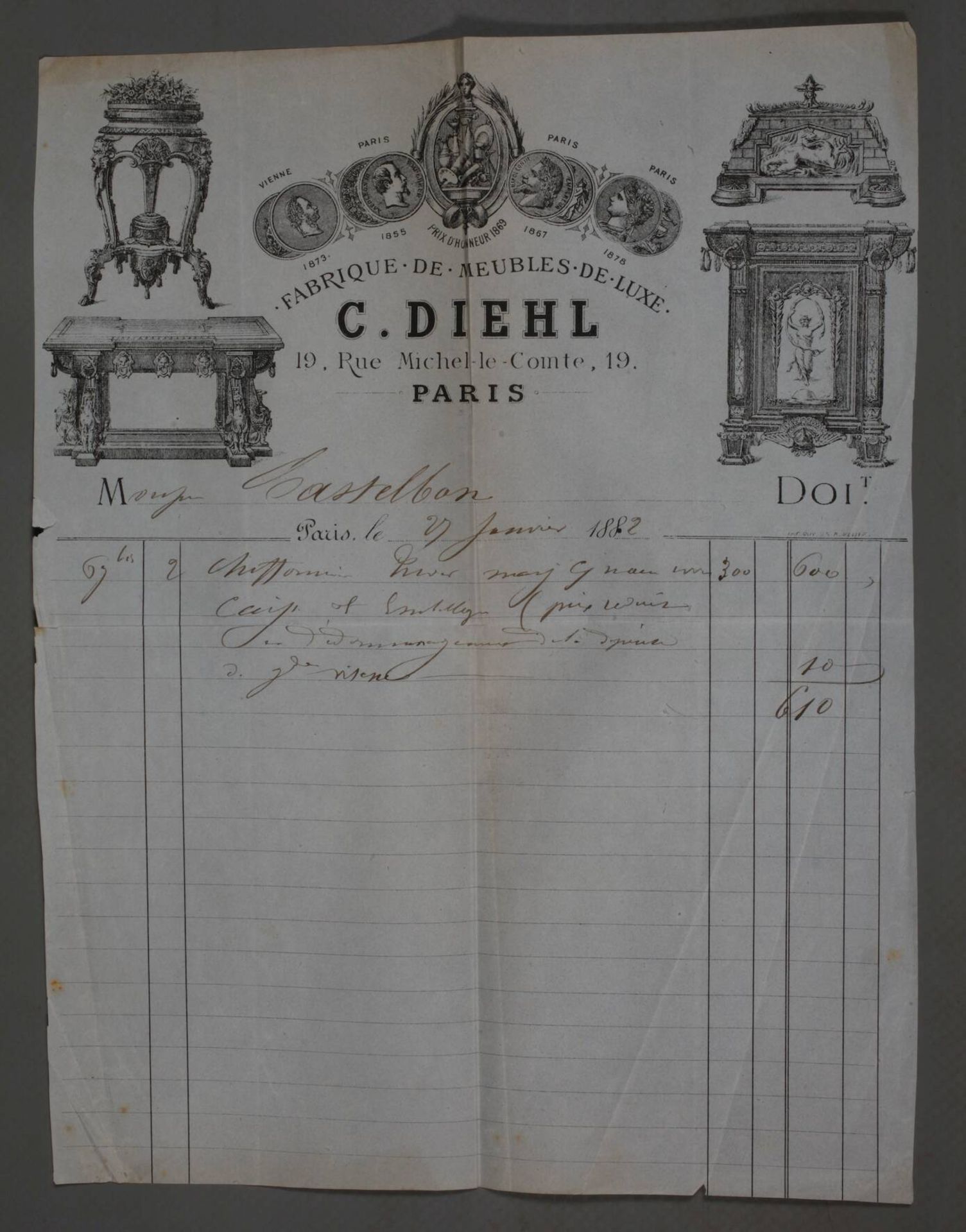 Humidor Guillaume Diehl2. Hälfte 19. Jh., innen gemarkt "Diehl Paris, 19. r. Michel-le-Compte", - Bild 13 aus 16