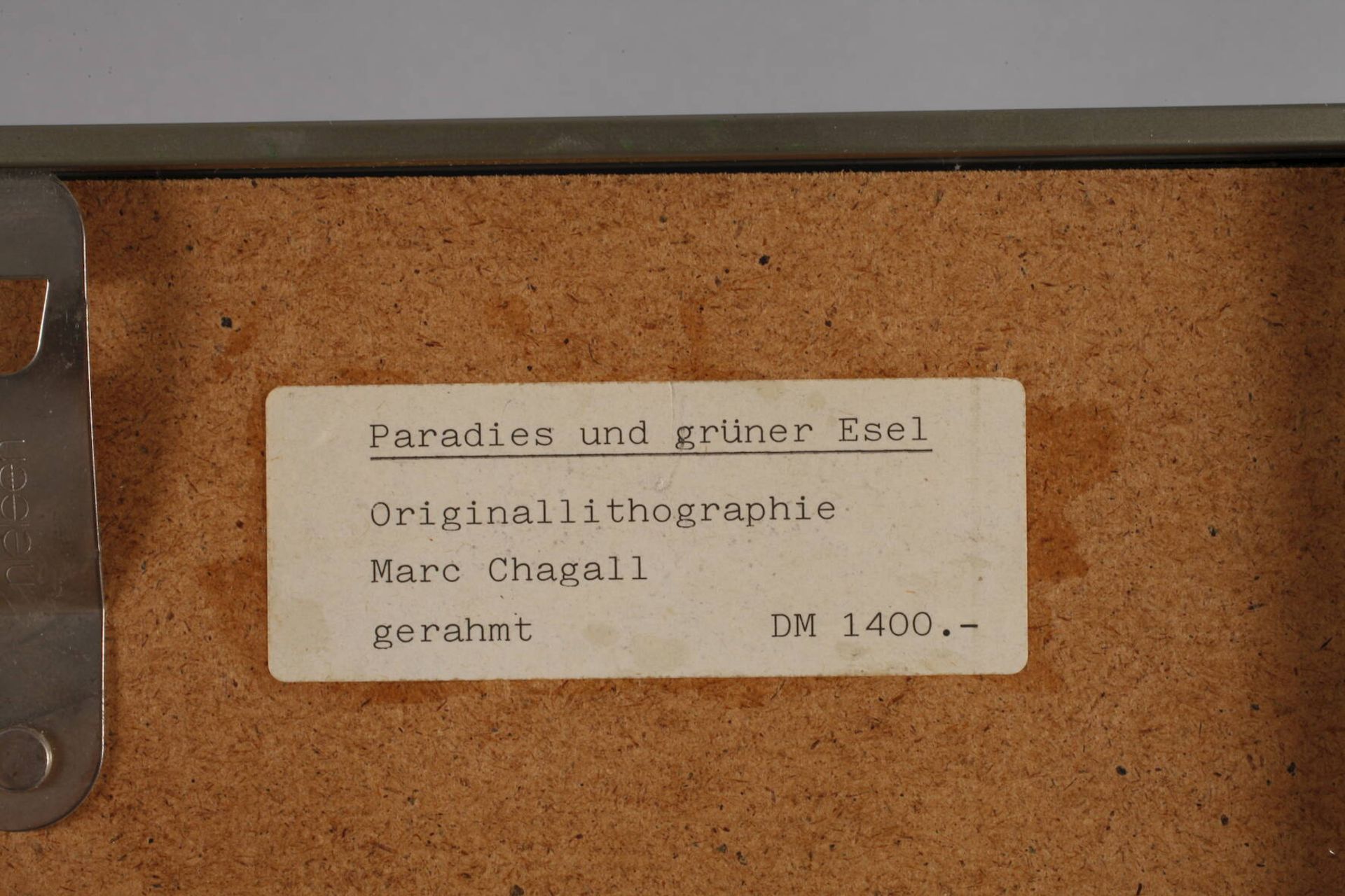 Marc Chagall, "Paradies mit grünem Esel"träumerische Komposition aus Eselskopf in Grün und zweier - Bild 3 aus 3