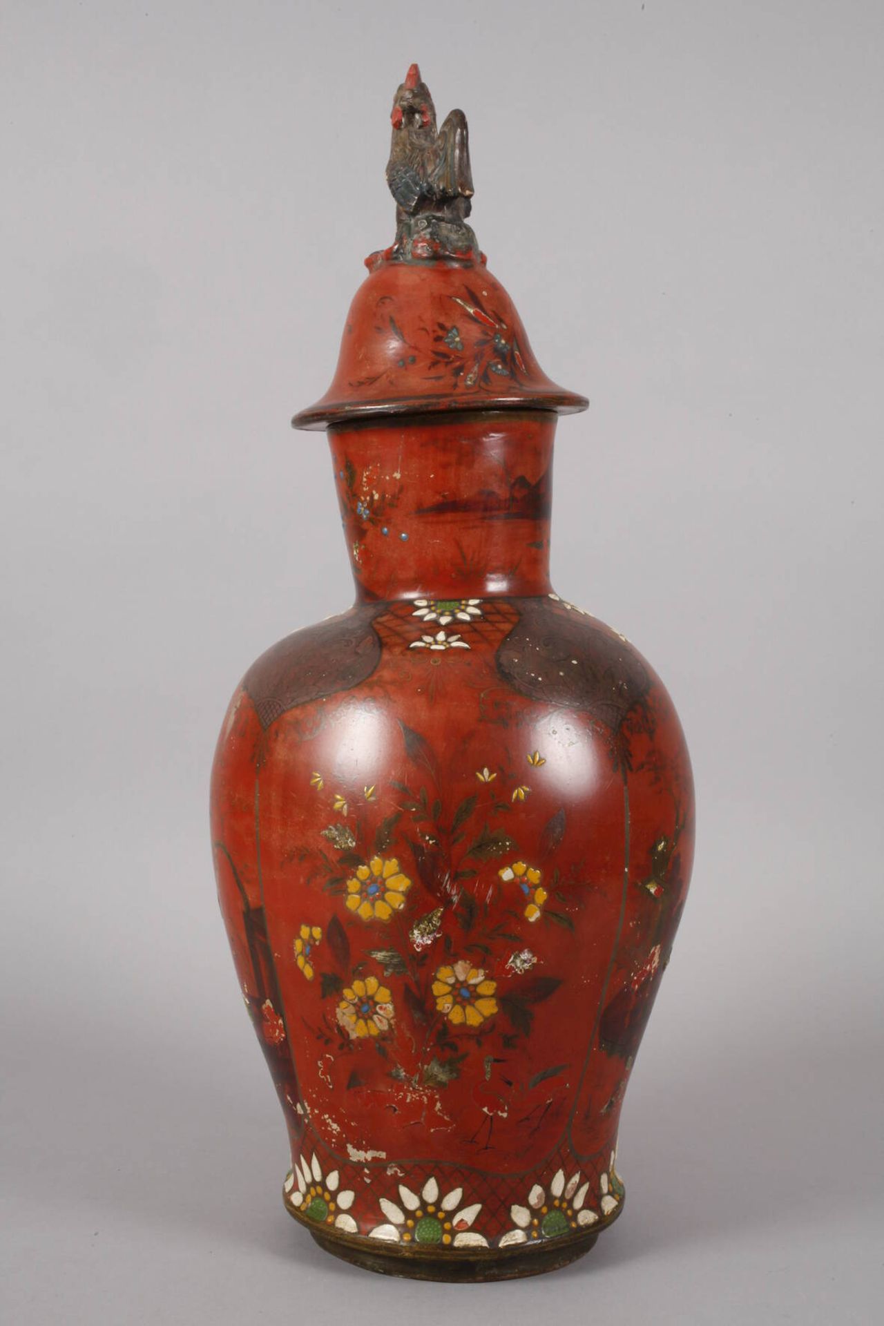 Große Berliner Lackvase mit Chinoiserien1. Hälfte 19. Jh., ungemarkt, cremefarbener Scherben mit - Image 3 of 6