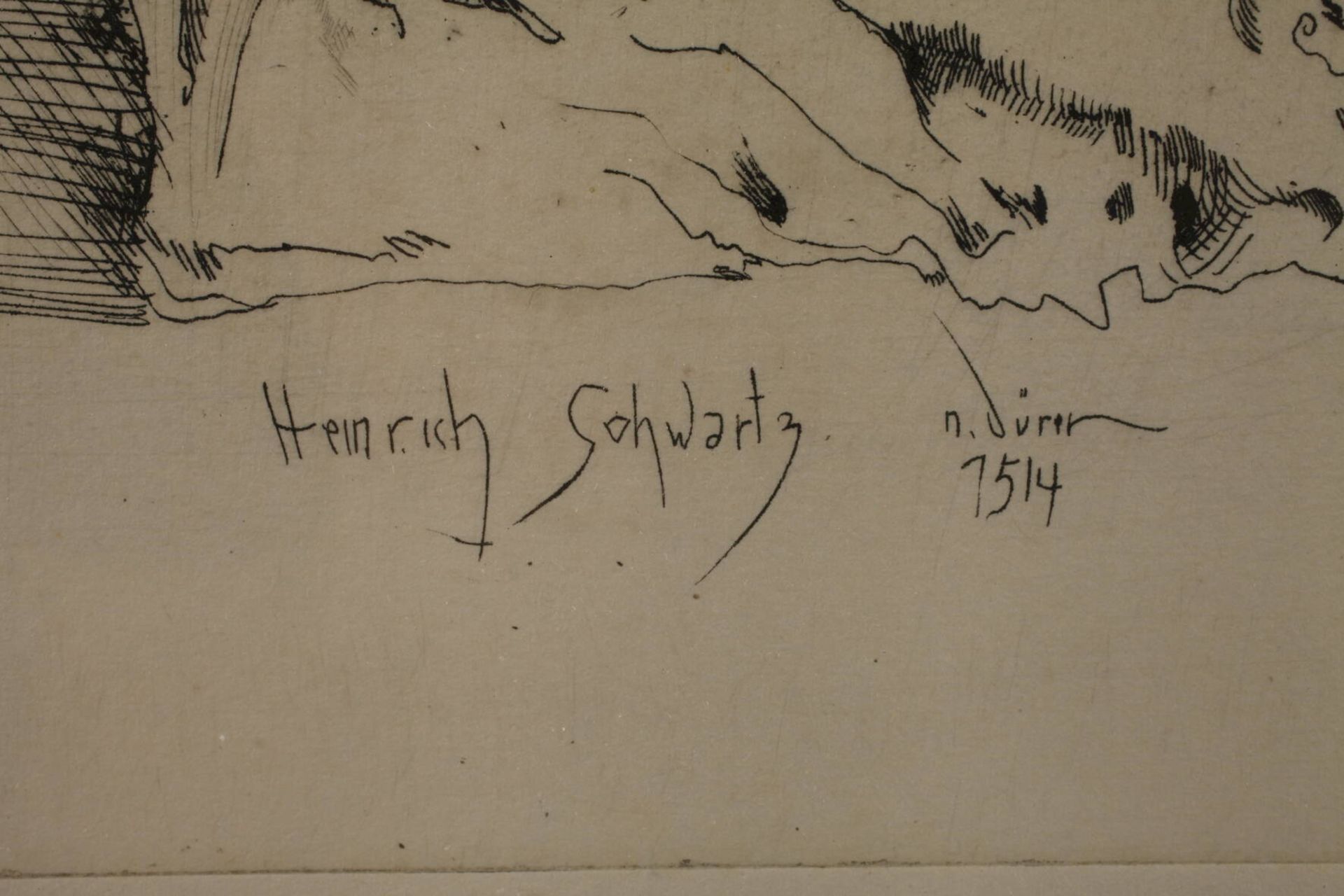 Horst Janssen, "Heinrich Schwartz n. Dürer"Halbfigur von der Seite eines hageren Mannes, unter der - Image 3 of 3