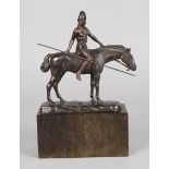 Hans Keck, Amazone zu Pferdeum 1910, signiert, Bronze dunkel patiniert, erotische Darstellung