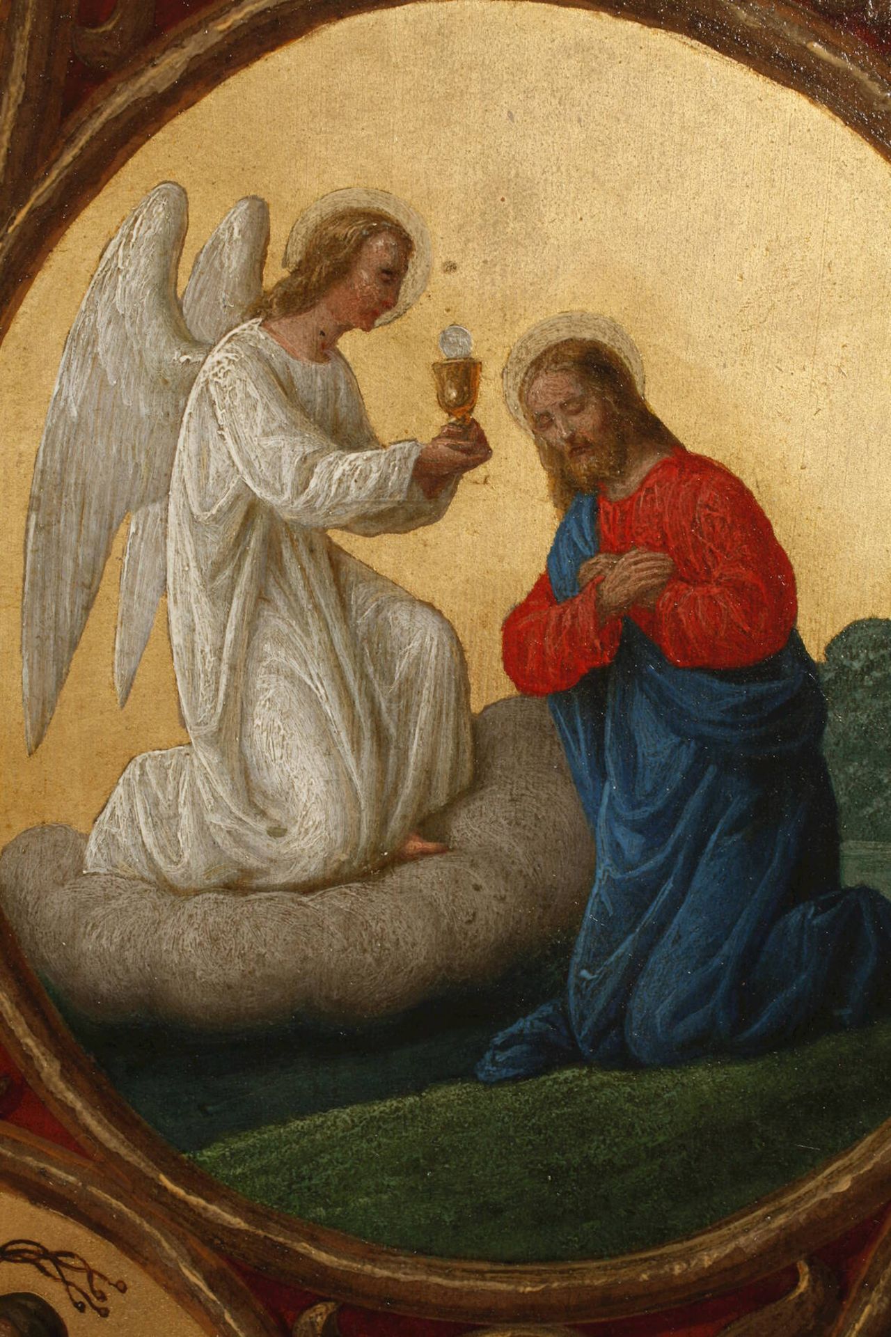 Josef Mánes, RosenkranzmadonnaMaria mit dem Jesuskind im Arm, welches einen Rosenkranz in seinen - Image 6 of 10