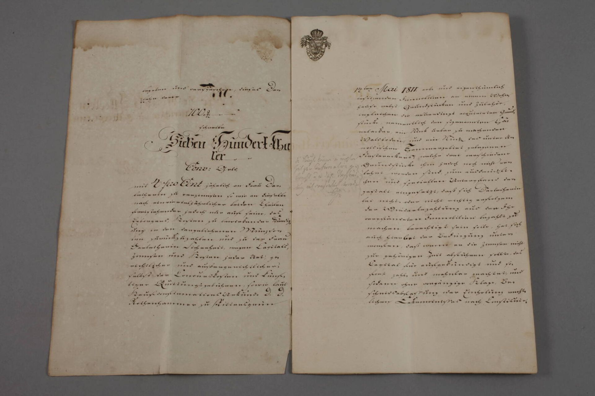 Zwei Dokumente 19. Jh. ErzgebirgeHypothekenbrief für Herrn Lohgerbermeister Gotthelf Friedrich Meyer - Image 5 of 6
