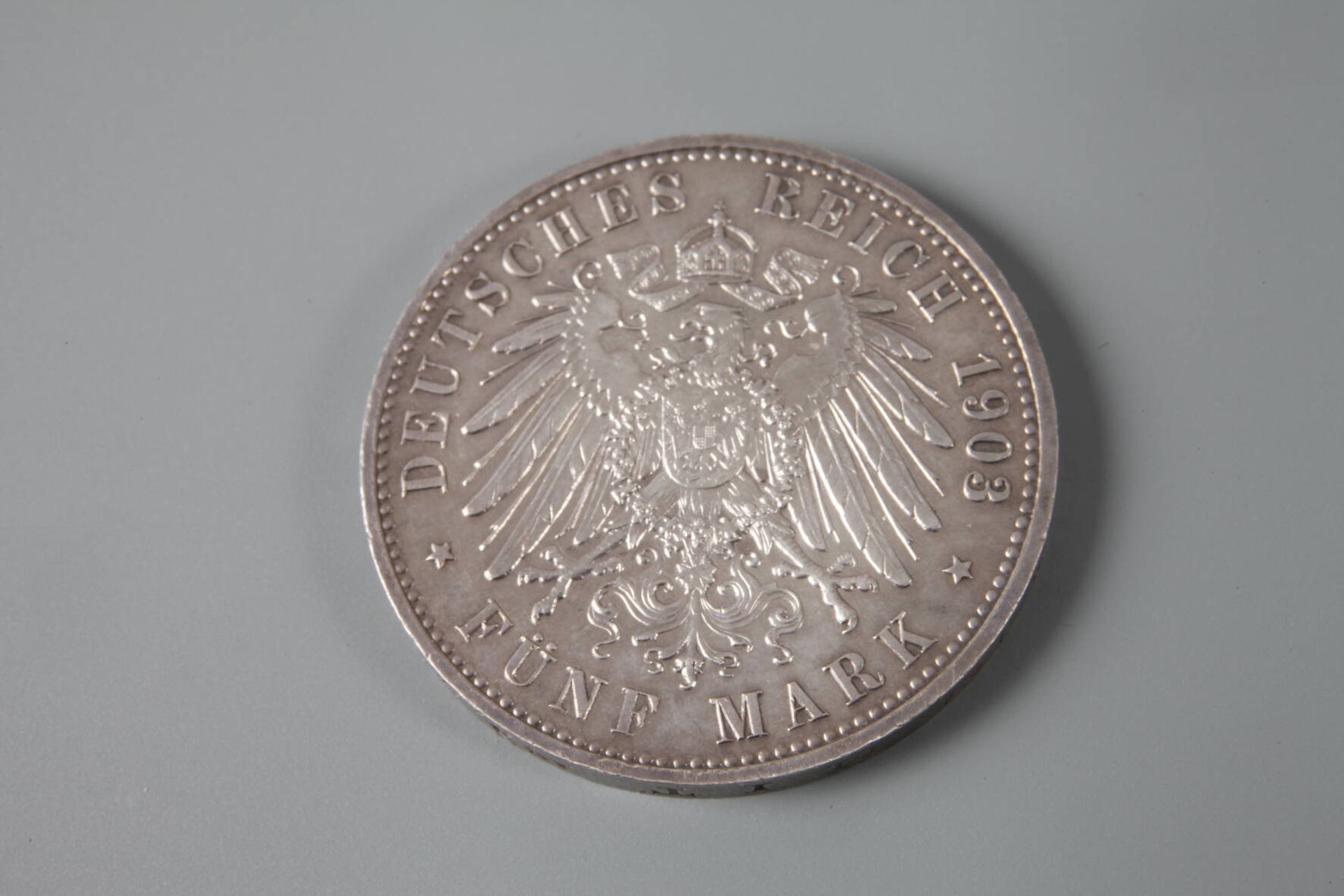 5 Mark Sachsen-Weimar 1903Hochzeit des Großherzogs Wilhelm Ernst mit Caroline, sehr schönes vz mit - Image 3 of 3