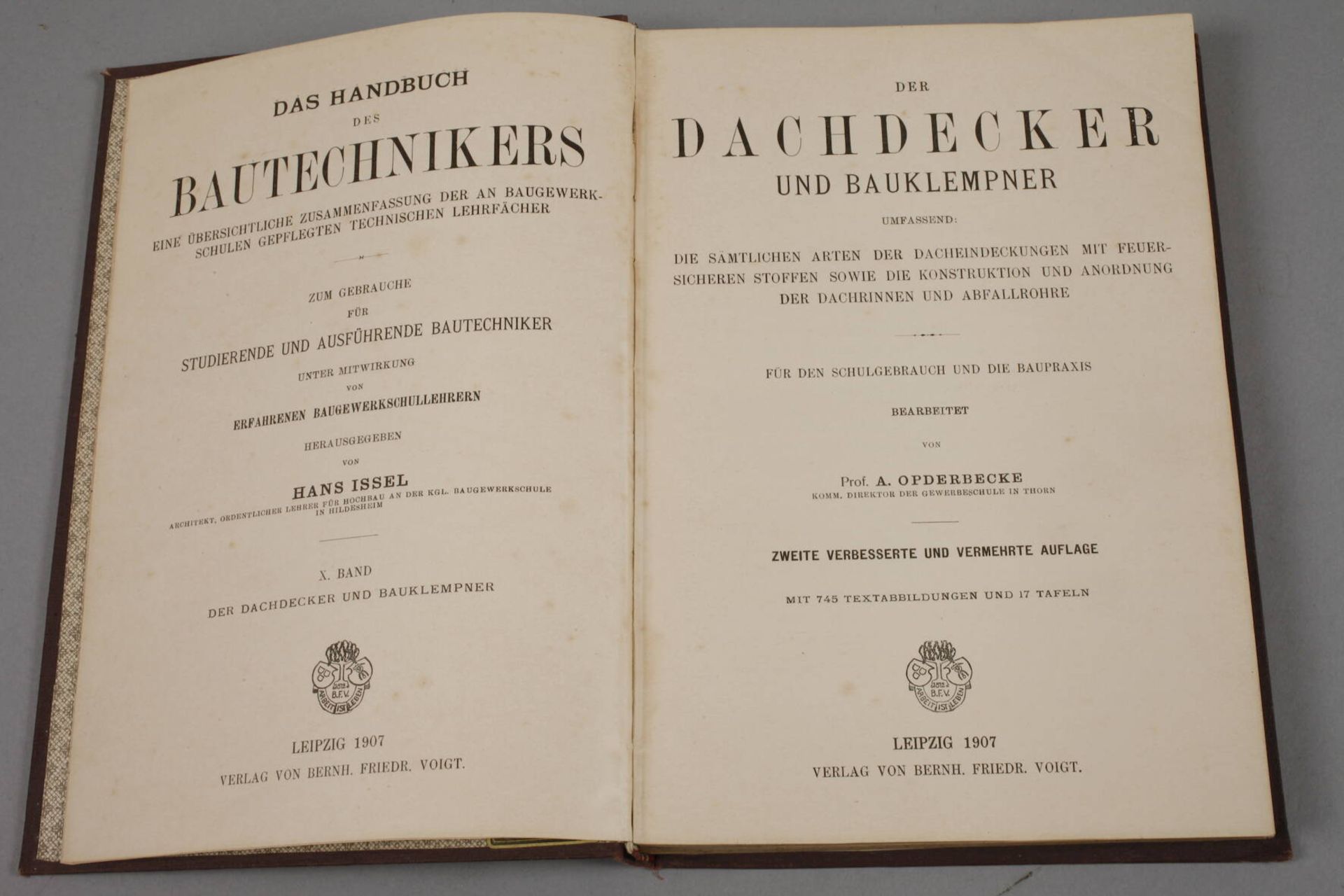 Literatur Gewerbeschule von Adolf Opderbecke2 Bücher: Der Dachdecker und Bauklempner, umfassend - Image 2 of 5