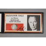 Salvador Dali zu Ehren Konrad AdenauersSilbermedaille 1976, 900er, mit Zertifikat und originaler