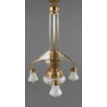 Deckenlampe Jugendstilum 1915, Ausführung wohl Seifert Dresden, zartes Gestänge aus getriebenem