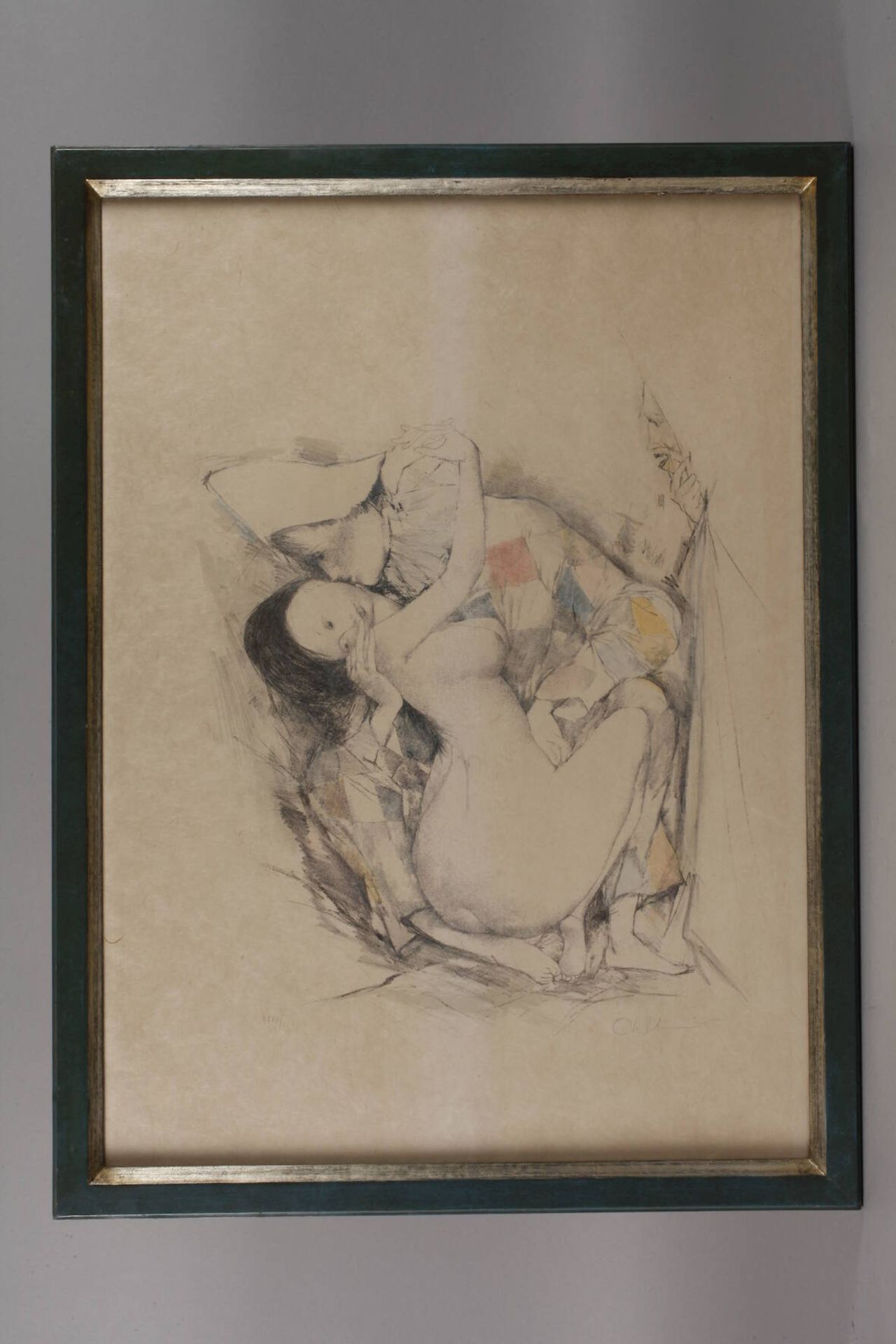 Otto Bachmann, Harlekin mit Konkubineeine nackte junge Frau in den Armen von Harlekin, - Bild 2 aus 3