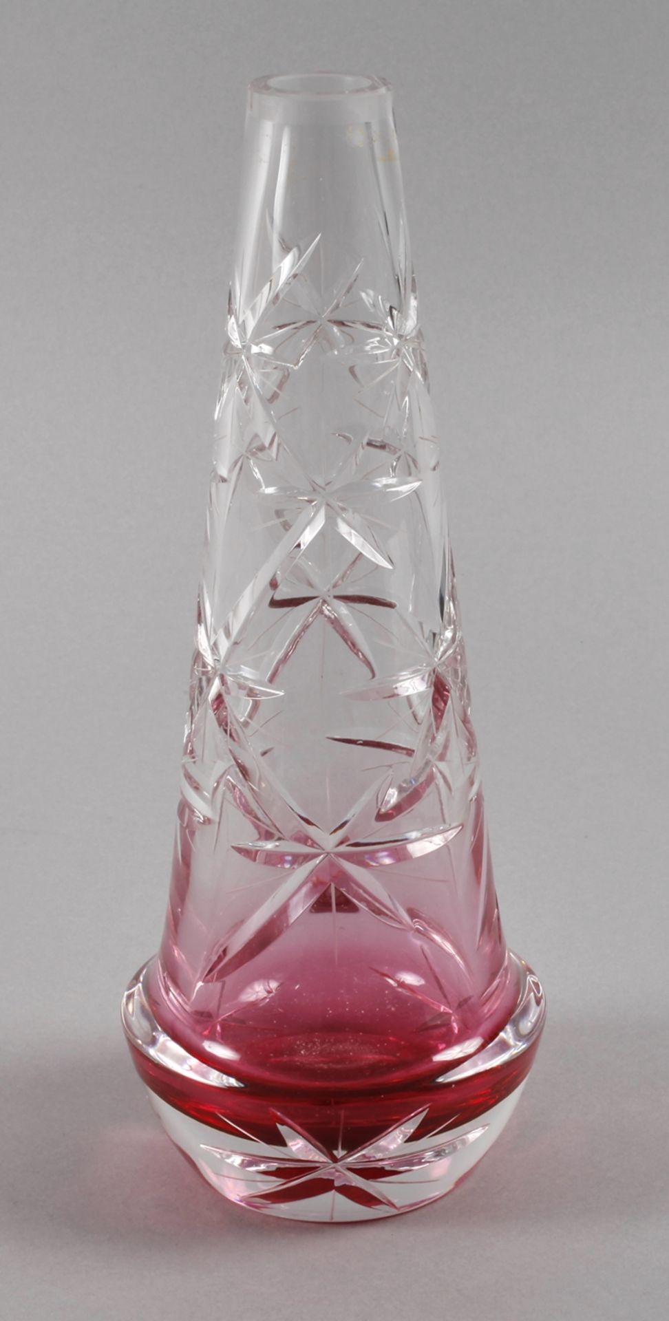 Kristallglasvase Art décowohl Moser-Karlsbad, um 1925, farbloses Glas nach rosé verlaufend,