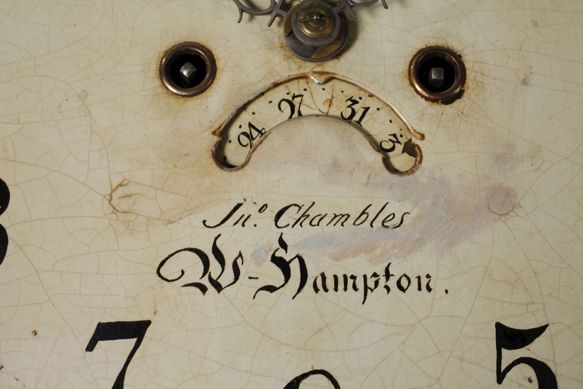 Standuhr Englandum 1800, auf Ziffernblatt gemarkt W-Hampton, Chambles, feines, in Mahagoni - Image 3 of 8