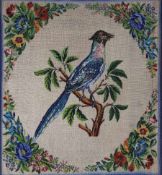 Beadwork Embroidery. Europe. Antique, 19th century. Blue Jay?