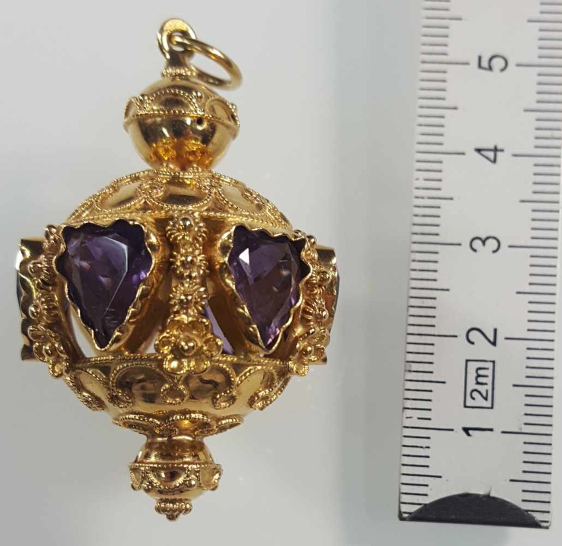 Pendant, 750 yellow gold, set with six amethysts. - Bild 10 aus 10