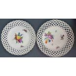 Two Meissen plates, porcelain. Relief structure and openwork edge.