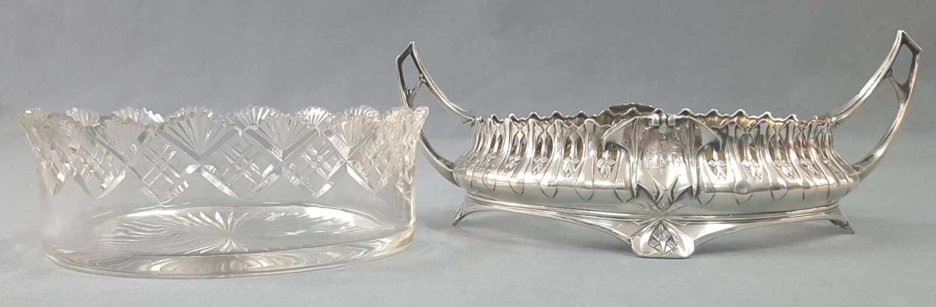 Jardiniere. Silver with original lead crystal glas insert. - Bild 8 aus 12