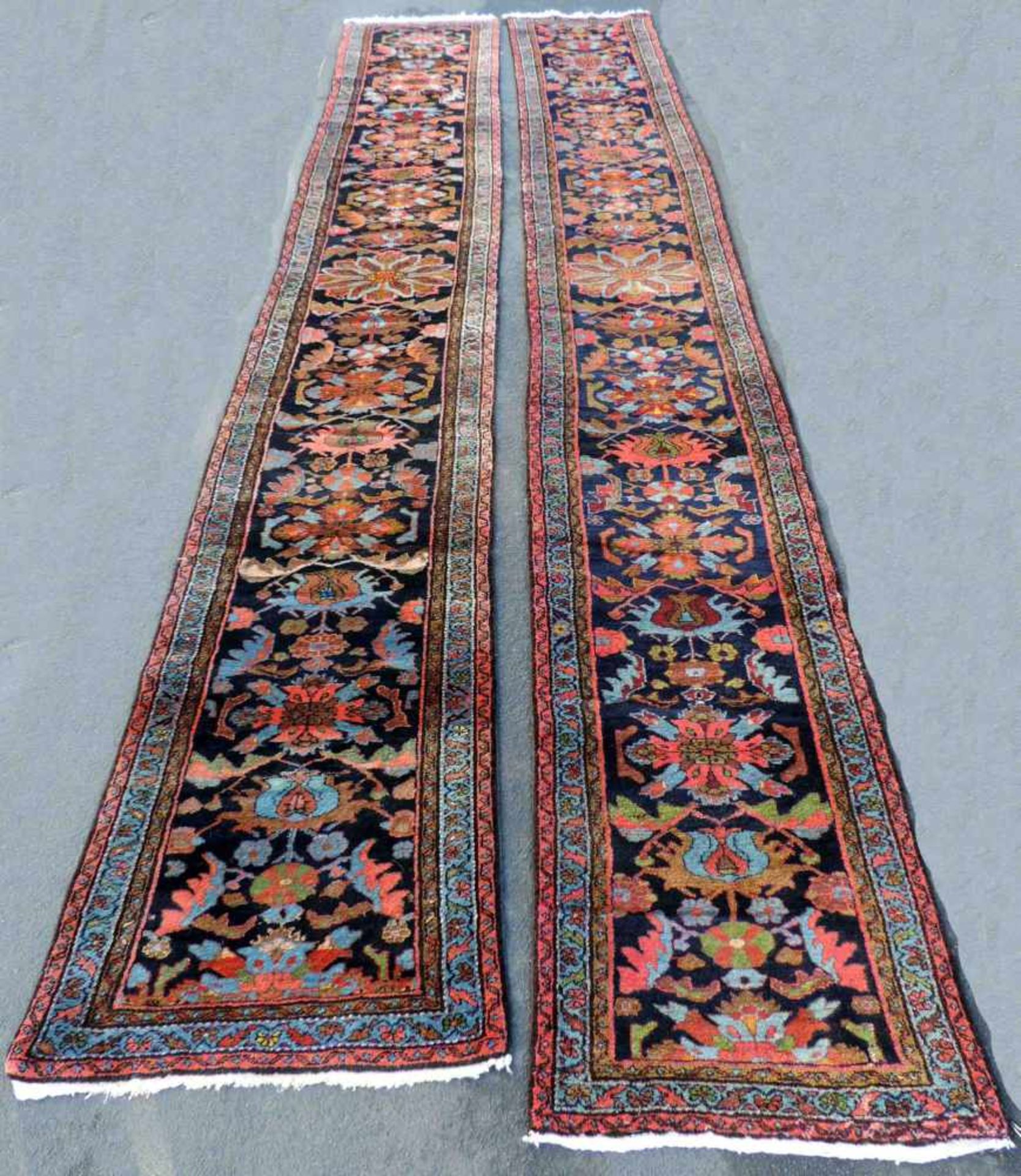 A pair of Nahawand Persian carpets. Iran. Old, around 1930.
