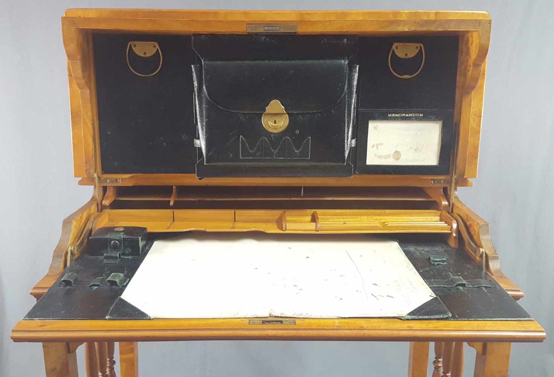 Folding secretary desk, probably cherry wood. 19th / 20th century. - Image 2 of 8
