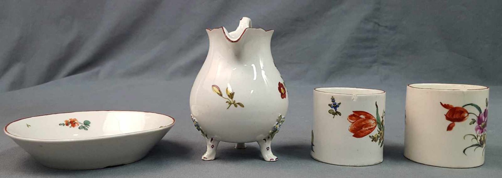 Ludwigsburg porcelain. 2 cups, saucer, milk jug. - Image 5 of 8