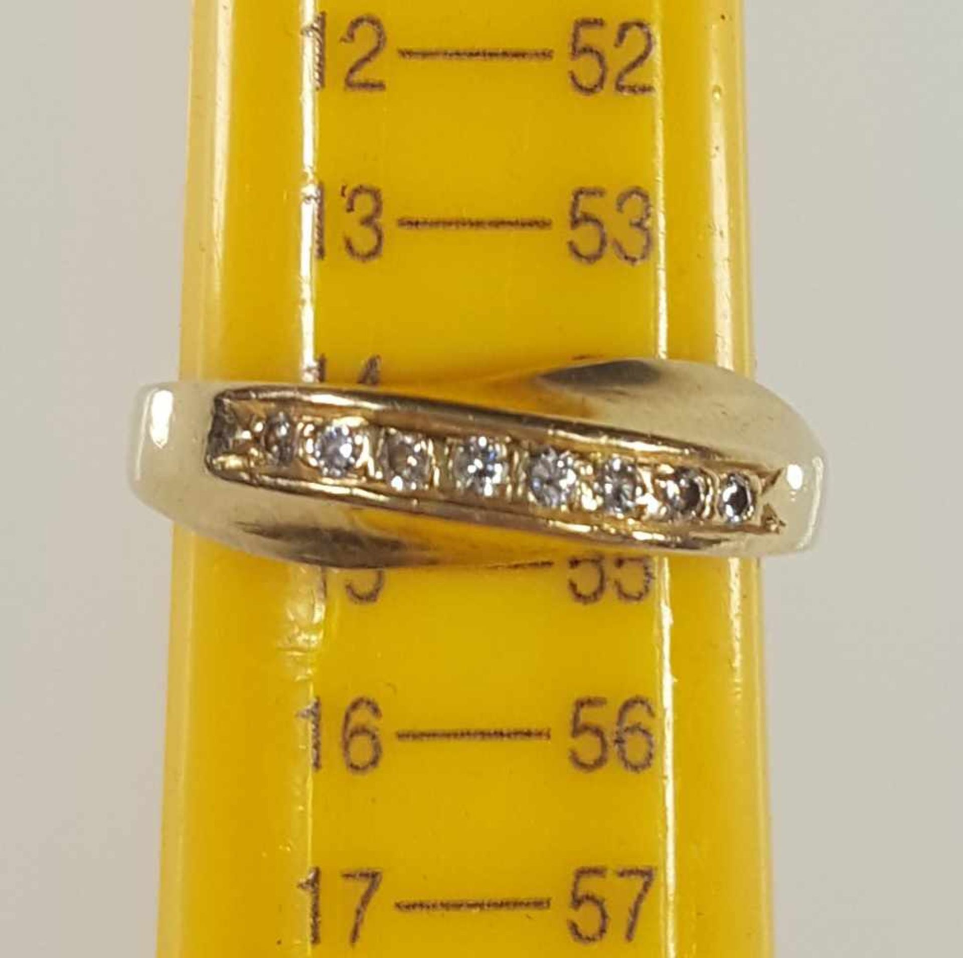 Ring 585 yellow gold with eight diamonds. - Bild 10 aus 11