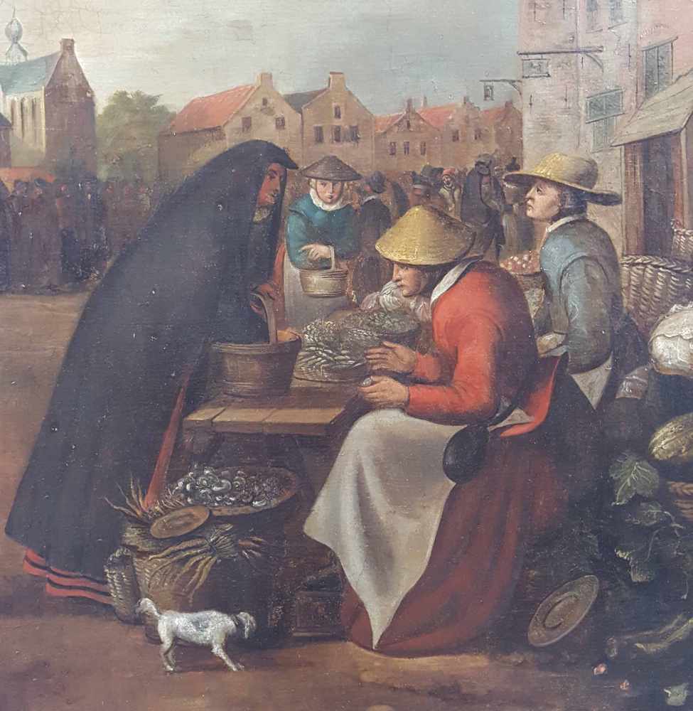 UNSIGNED (XVII - XVIII). Dutch school. Large market scene. - Image 3 of 6