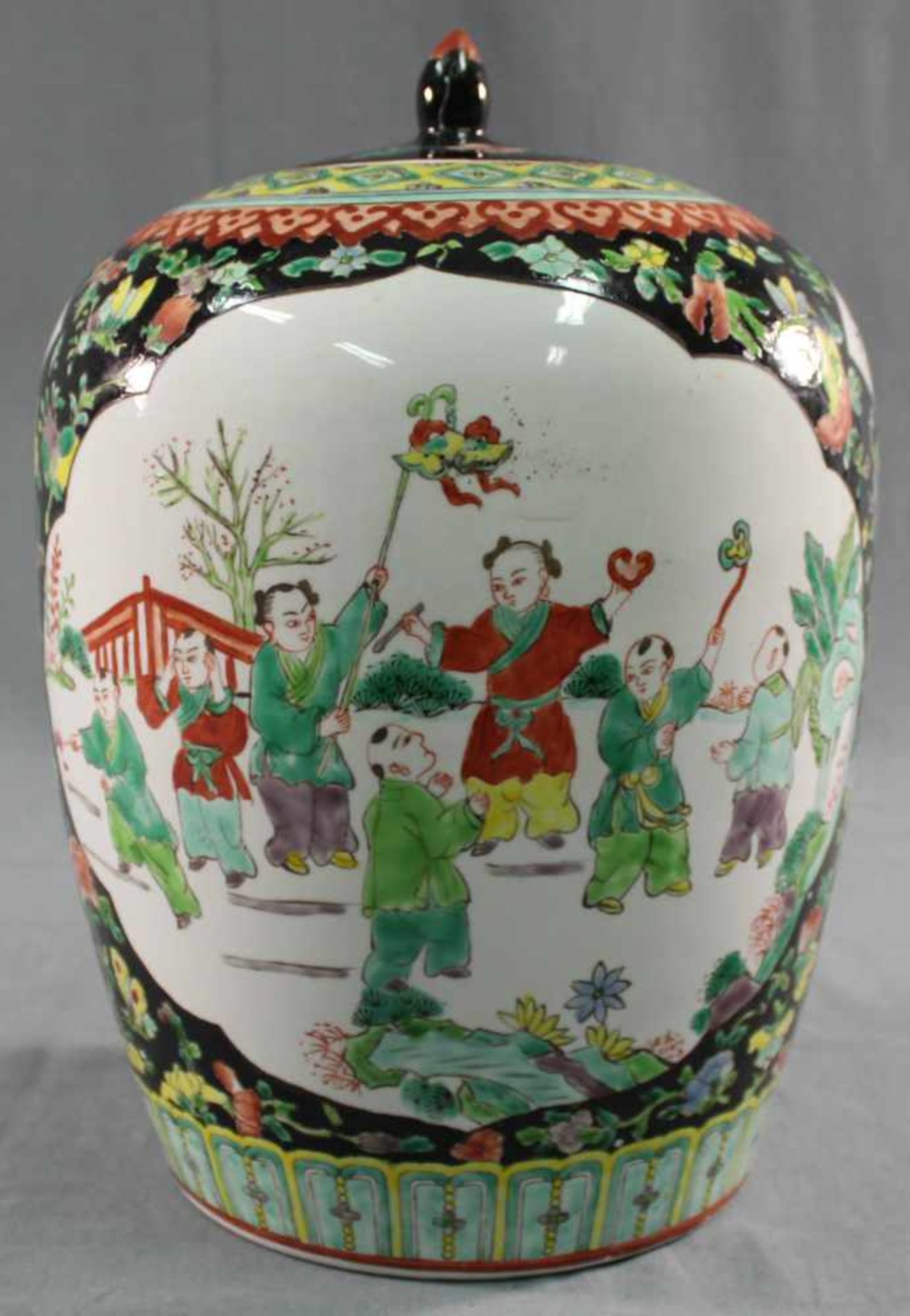 Ginger pot with lid. Playing children. China. Probably old, republic? - Bild 3 aus 8