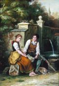 X. HOLZER (XX). "Romanze am Brunnen".