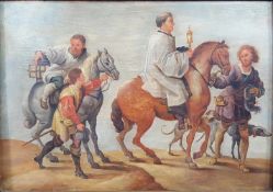 UNSIGNED (XVII - XVIII). Italian school. Monks on horses with servants.