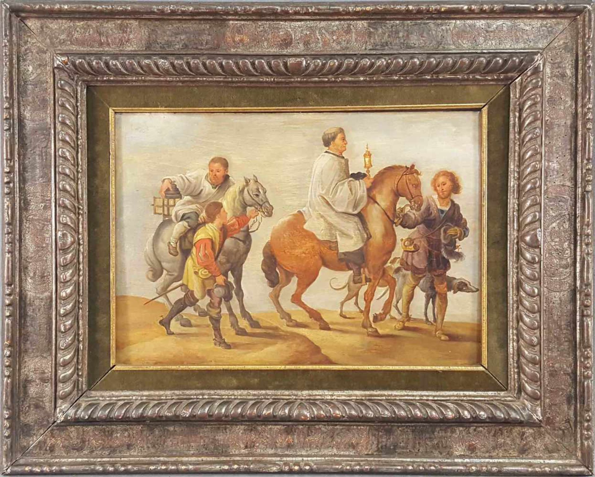 UNSIGNED (XVII - XVIII). Italian school. Monks on horses with servants. - Bild 2 aus 6