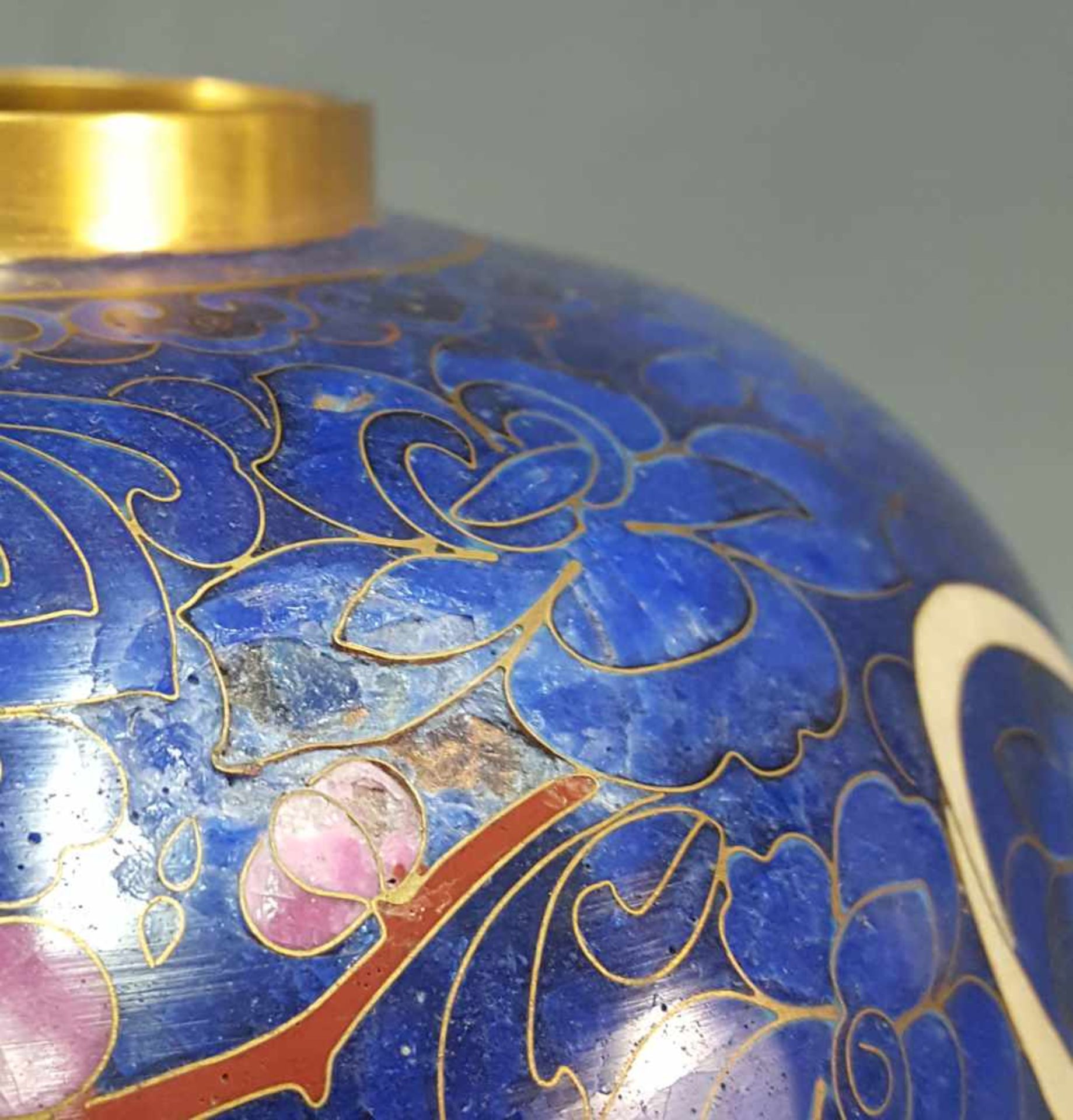 Cloisonne lidded vase with lotus flower. Ginger pot. - Image 9 of 9