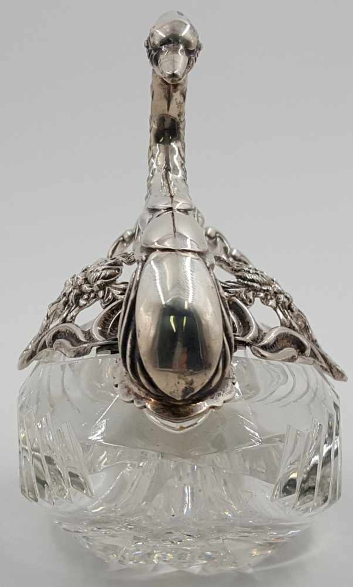Swan vessel. Swan 835 silver. Lead crystal glass body. - Bild 4 aus 9