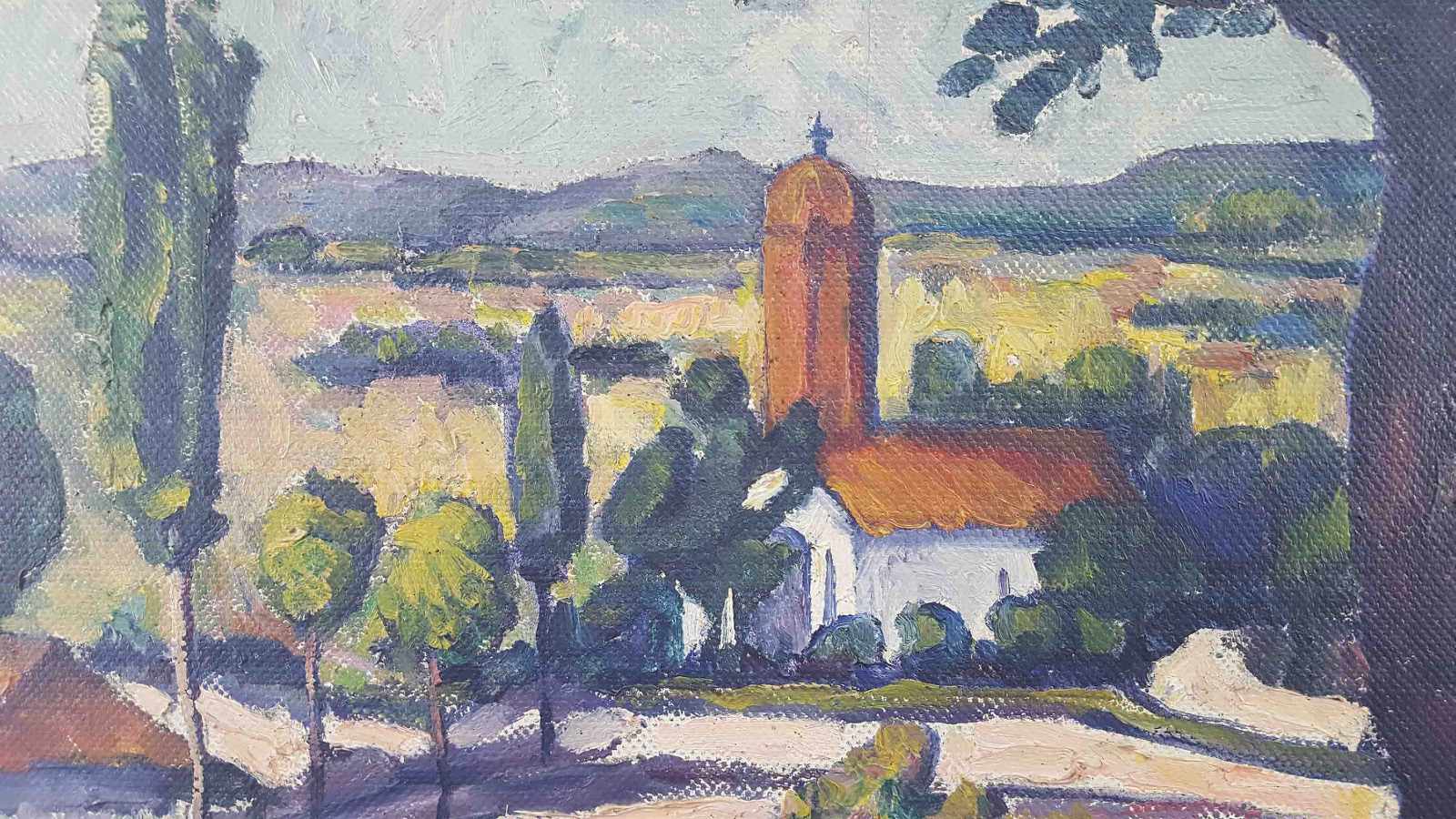 Camil RESSU (1880-1962). Church with a red tower. - Image 4 of 6