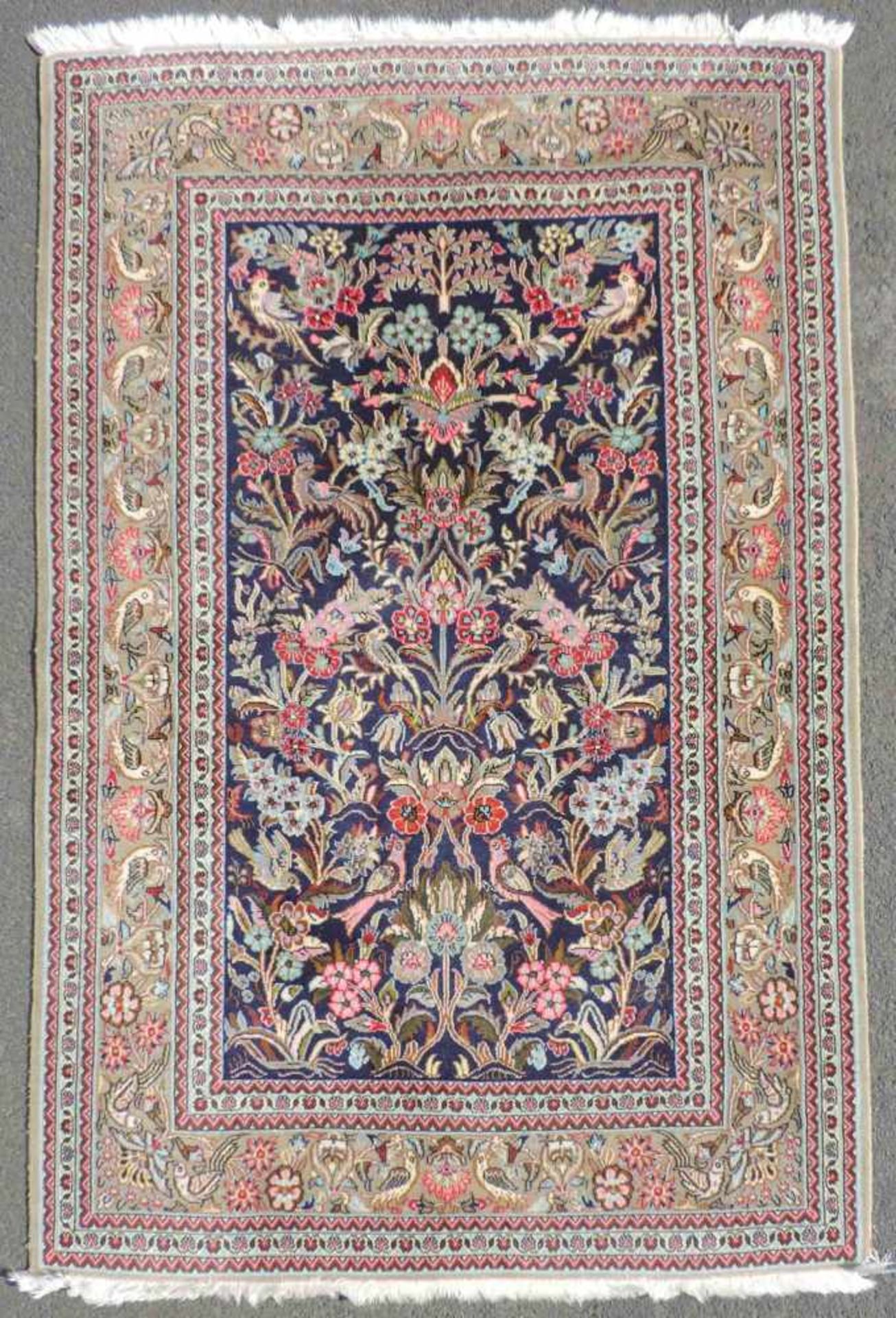 Qom Persian carpet, Iran. Fine knotting.