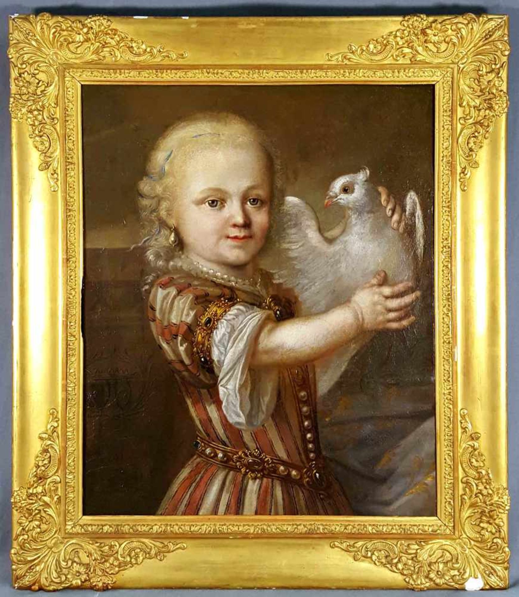 MONOGRAMMIST (XVII - XVIII). Portrait of a young lady with a Dove. - Image 3 of 10