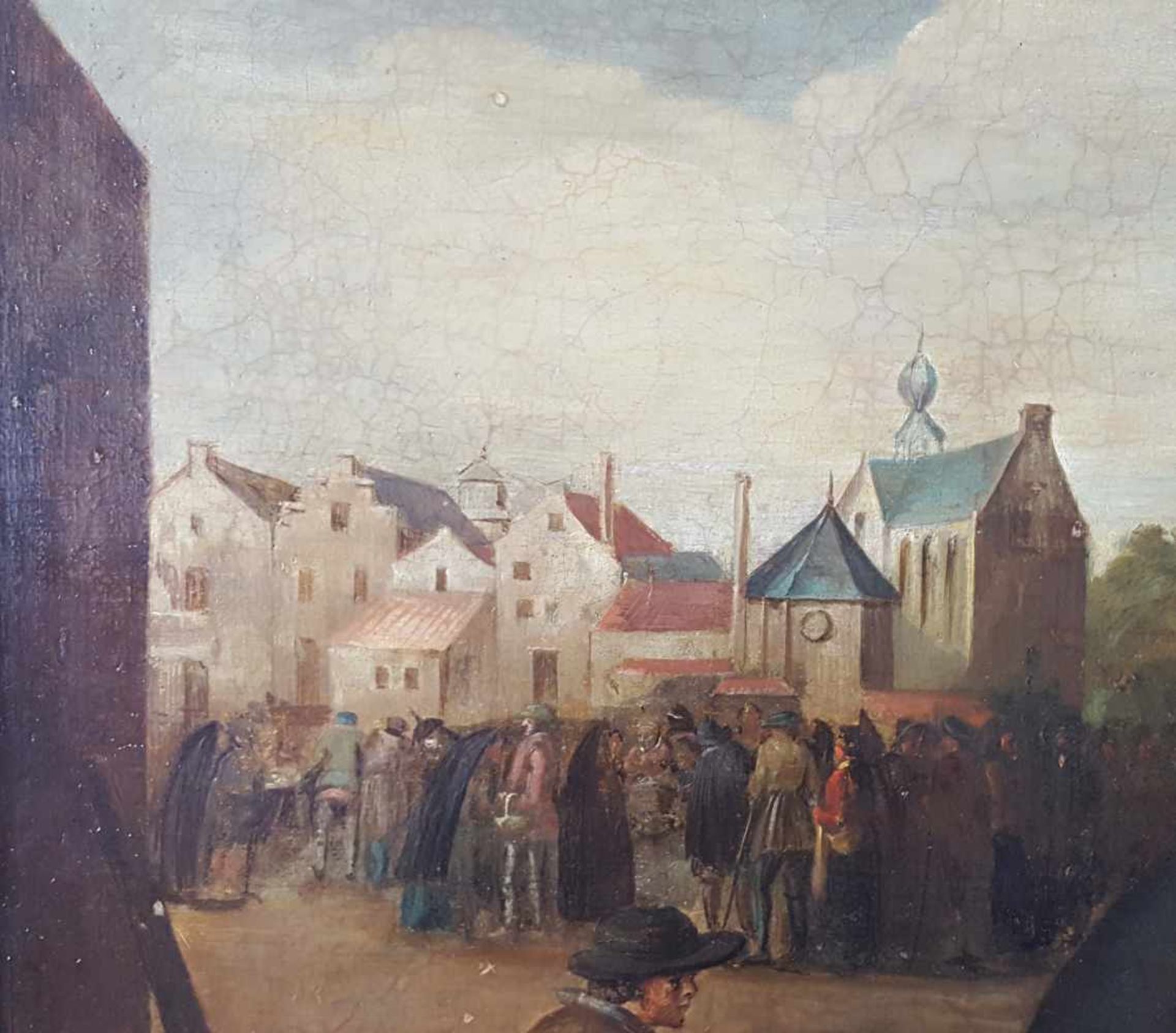 UNSIGNED (XVII - XVIII). Dutch school. Large market scene. - Bild 4 aus 6