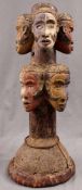 Sculpture. Wood. 8 heads. Probably Congo. 47 cm high. Genealogical tree?