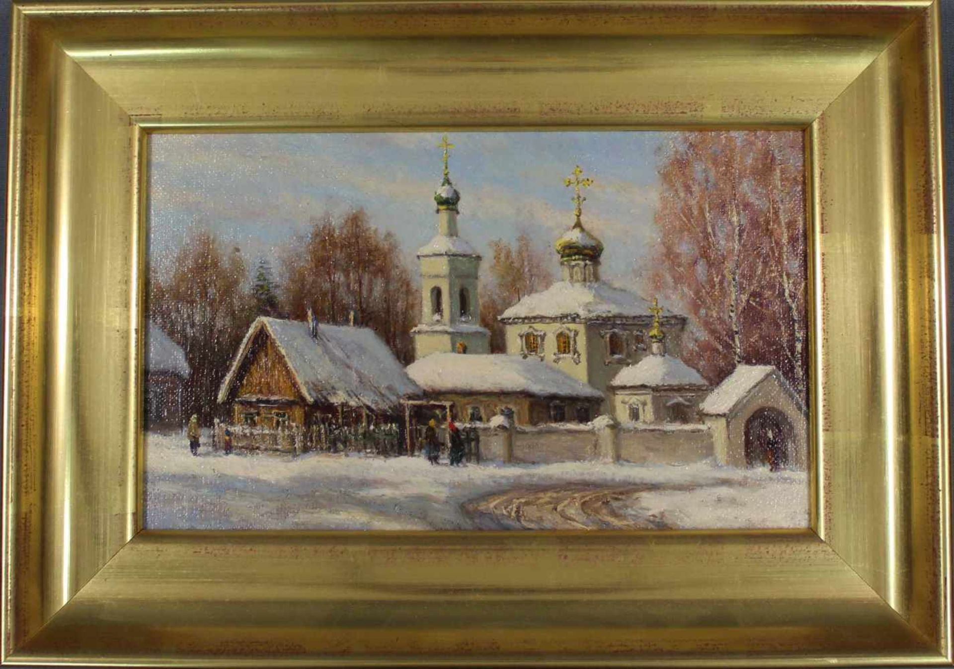 RUSSIAN SCHOOL (XX). Orthodox monastery in winter. - Bild 2 aus 5