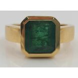 Emerald Ring, 750 Yellow Gold. The stone is circa 3 carats.