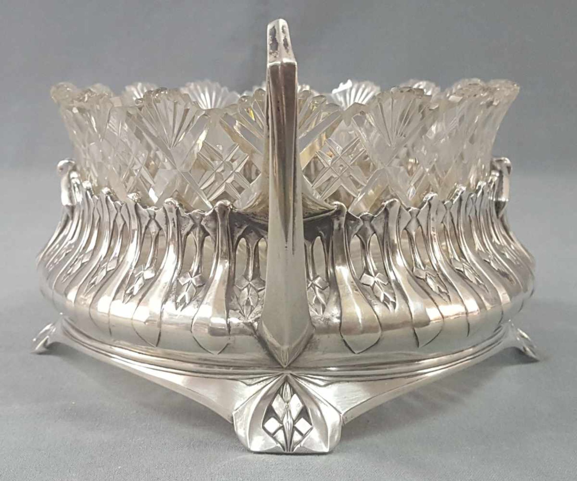 Jardiniere. Silver with original lead crystal glas insert. - Bild 7 aus 12