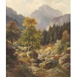 Ludwig SCKELL (1833 - 1912). Mountain stream in the Alps.